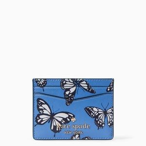 ♠️Kate Spade Staci Butterfly Sky Printed Small Slim Card Holder Case, Blue NWT